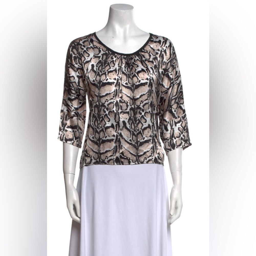 Loyd/Ford Silk Animal Print Top 3/4 sleeves made in USA